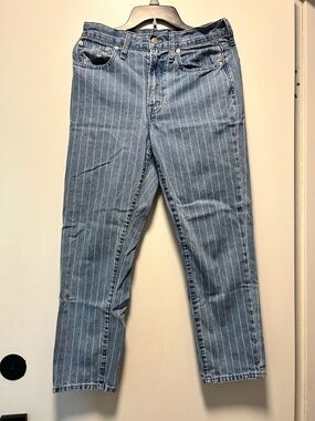 Madewell Women's Blue Pinstripe Straight-Leg Jeans